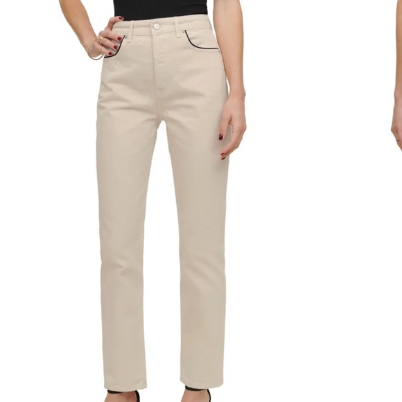 REFORMATION “Almond w/ piping” beige pants with black outlines - Picture 3 of 4